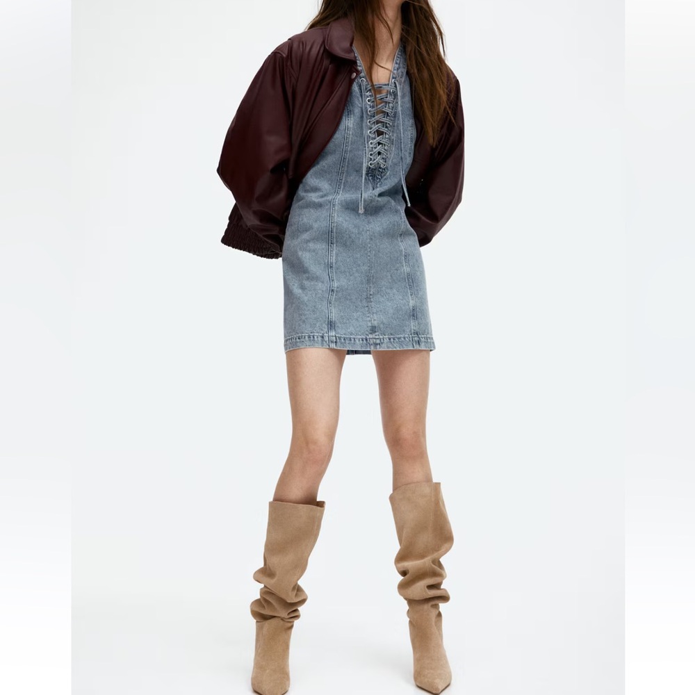 NWT lacing detail denim H&M dress - Picture 4 of 6